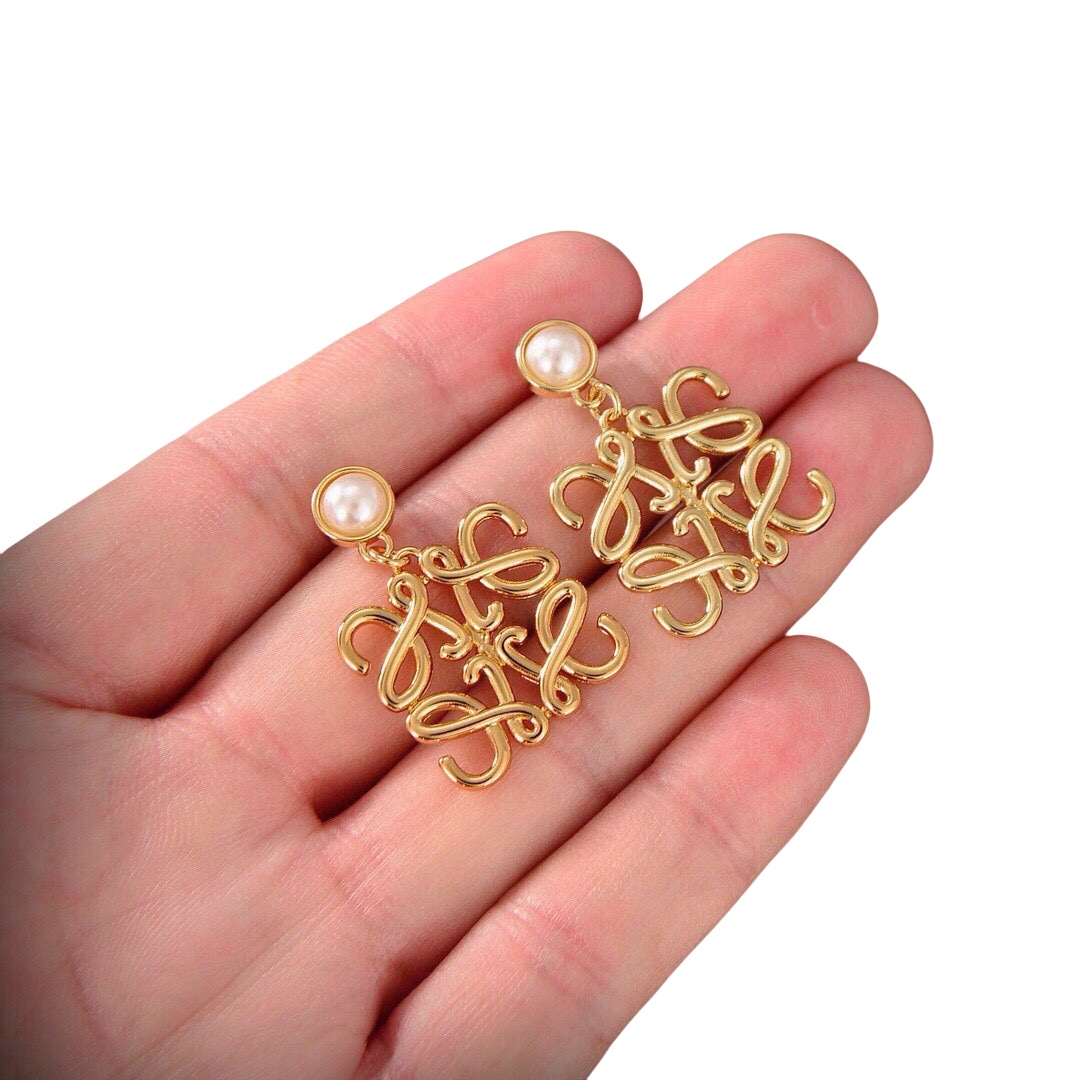 LWE027 LOEWI Anagram LOGO Drop earring in metal gold plated - ccjewelryacc