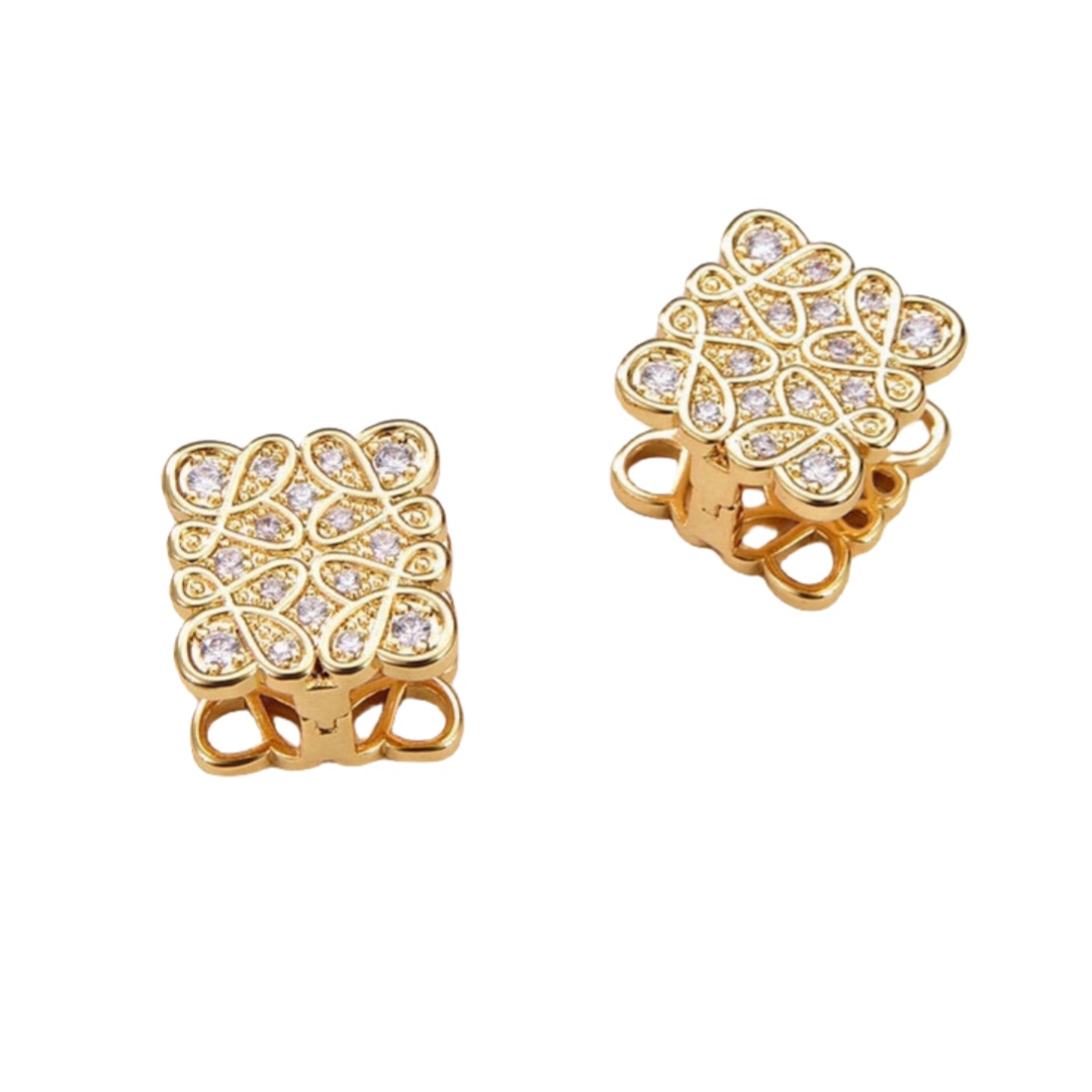 LWE015 Loewi Anagram earring clip in metal and crystal - ccjewelryacc