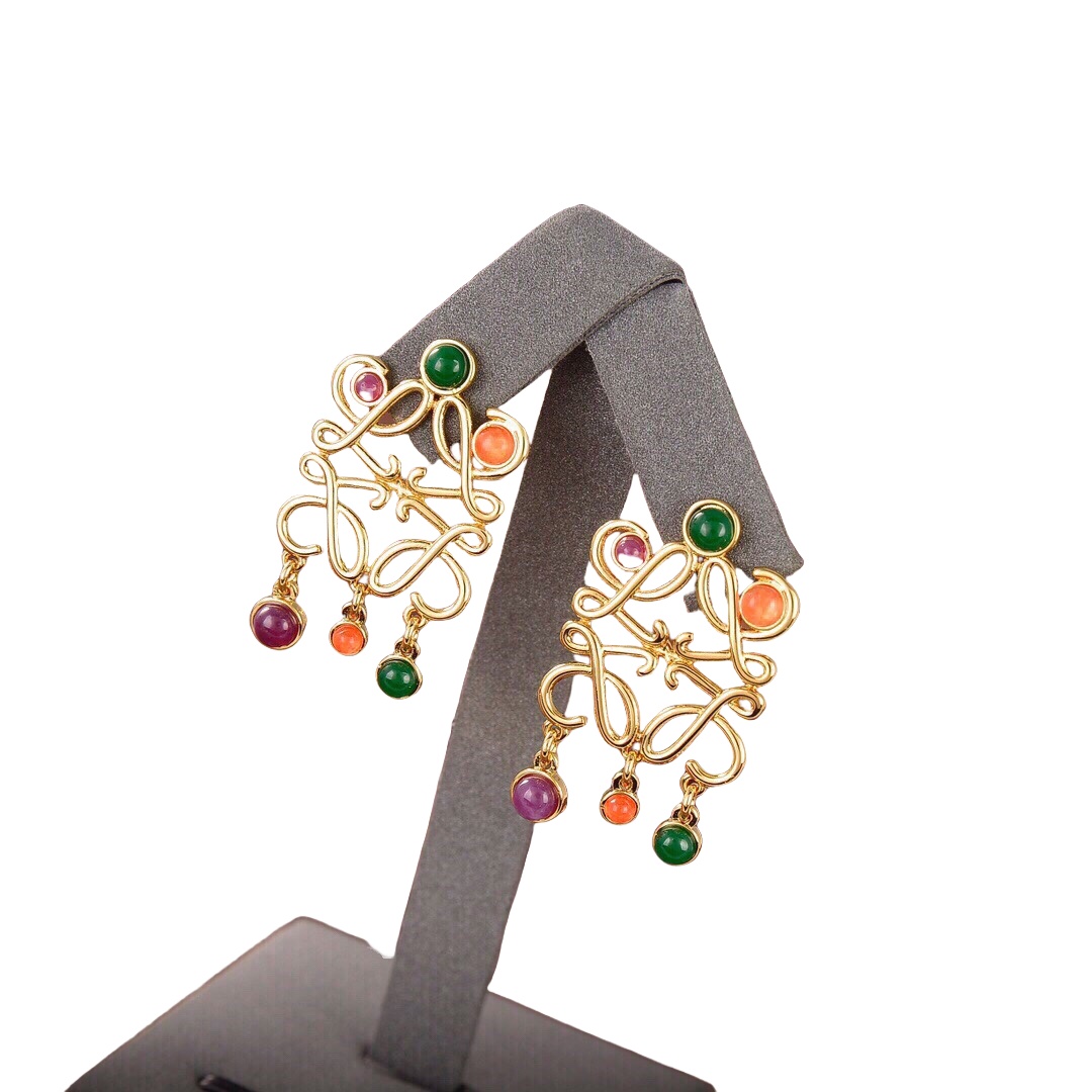 LWE036 LOEWI Anagram LOGO earring with resin - ccjewelryacc