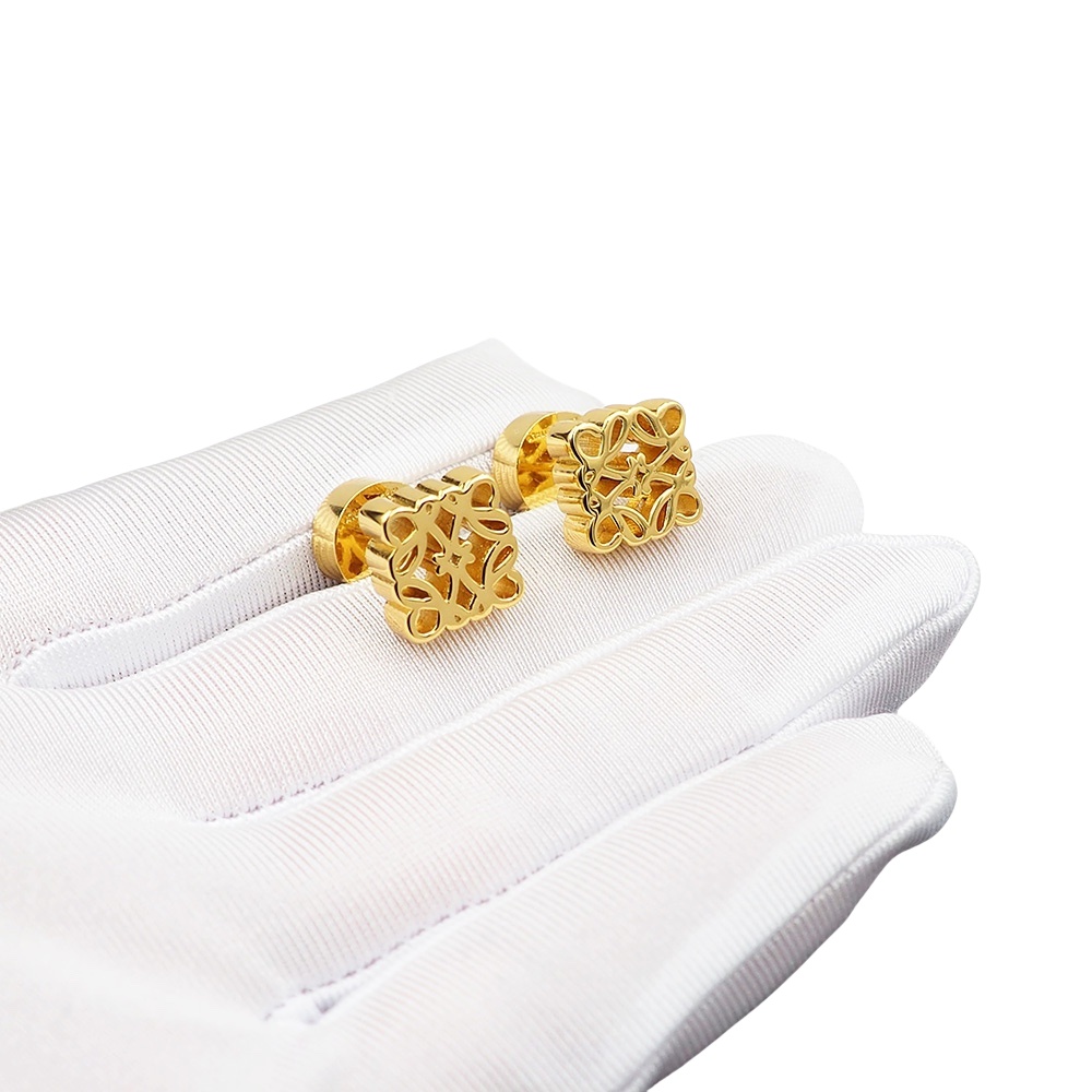 LWE021 LOEWI Anagram LOGO stud earring in metal gold plated - ccjewelryacc