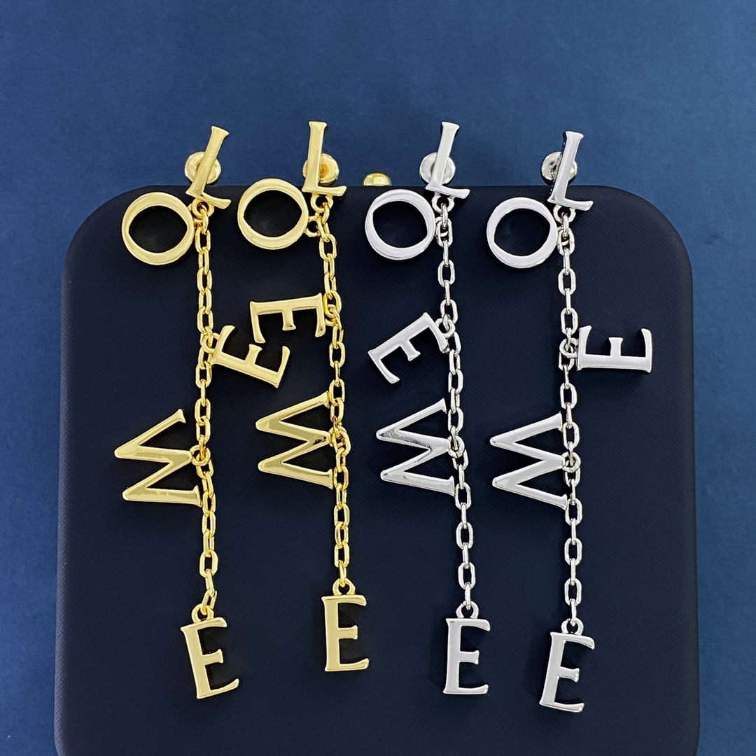 LWE016 Loewee letter-charms plated drop earrings - ccjewelryacc
