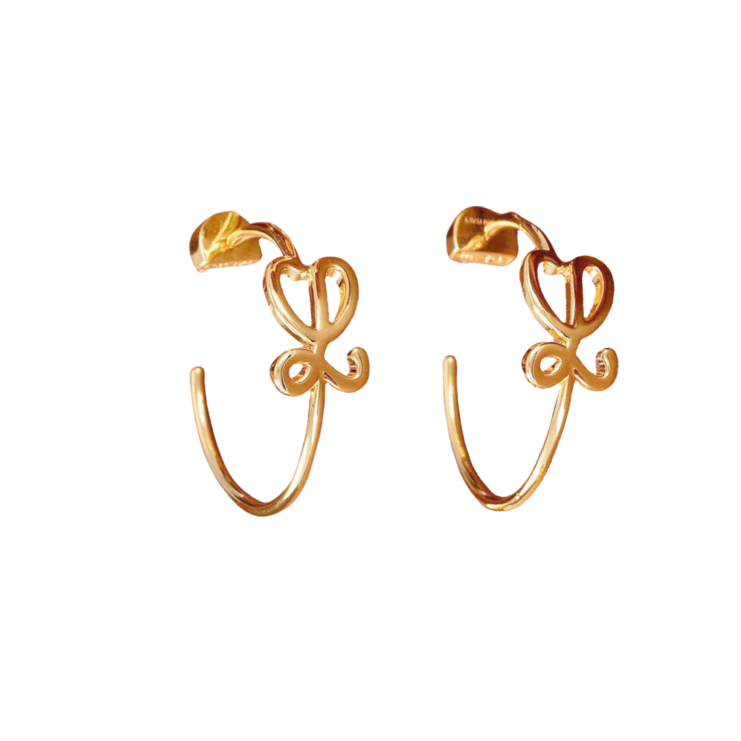 LWE010 Loewi Anagram LOGO L hoop earring in metal - ccjewelryacc