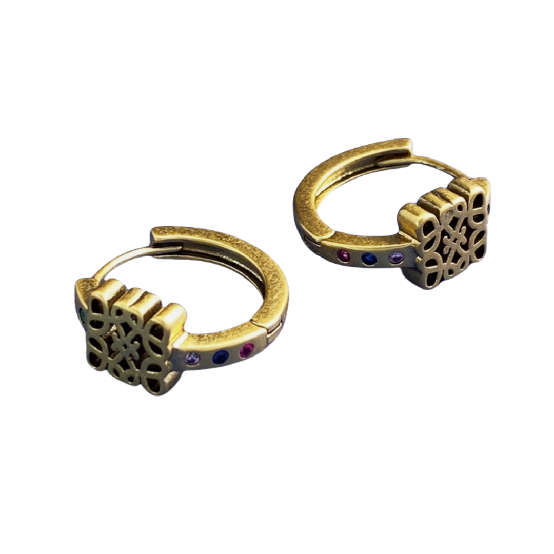 LWE024 LOEWI Vintage Anagram hook earrings with crystal - ccjewelryacc