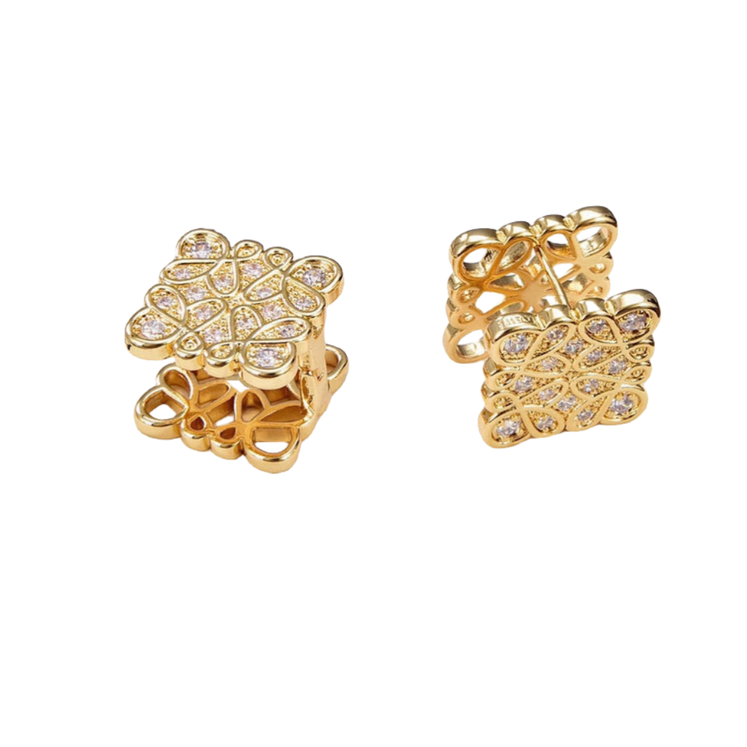 LWE015 Loewi Anagram earring clip in metal and crystal - ccjewelryacc