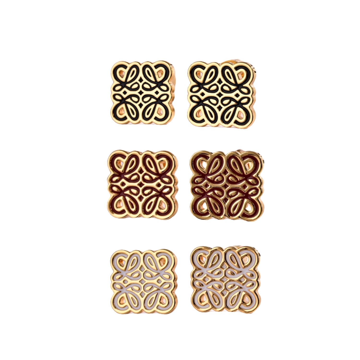 LWE055 Loewi Anagram logo Stud earring - ccjewelryacc
