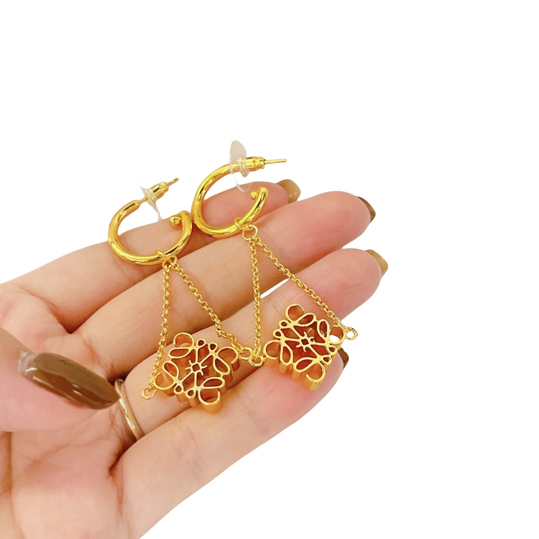LWE031 LOEWI Anagram gold-plated Drop earrings - ccjewelryacc