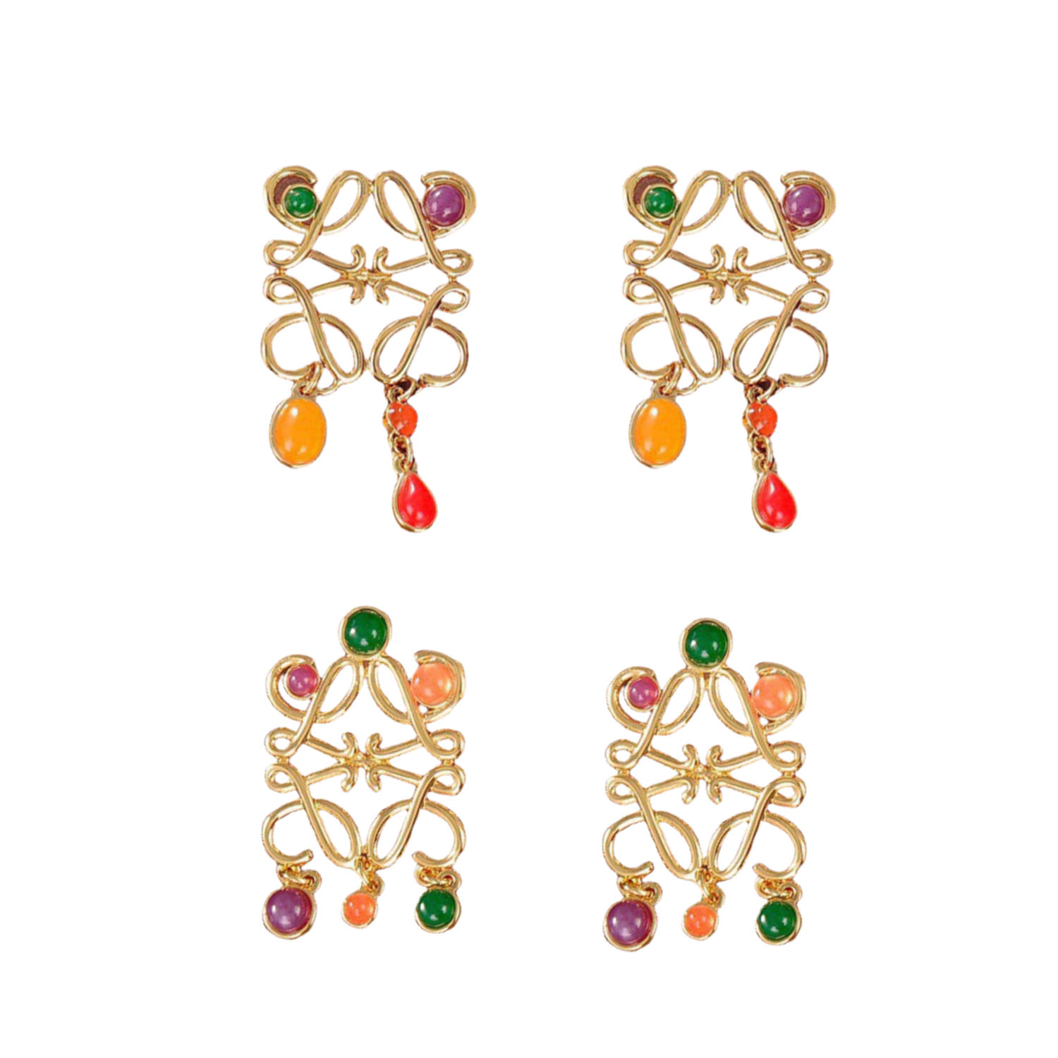 LWE036 LOEWI Anagram LOGO earring with resin - ccjewelryacc