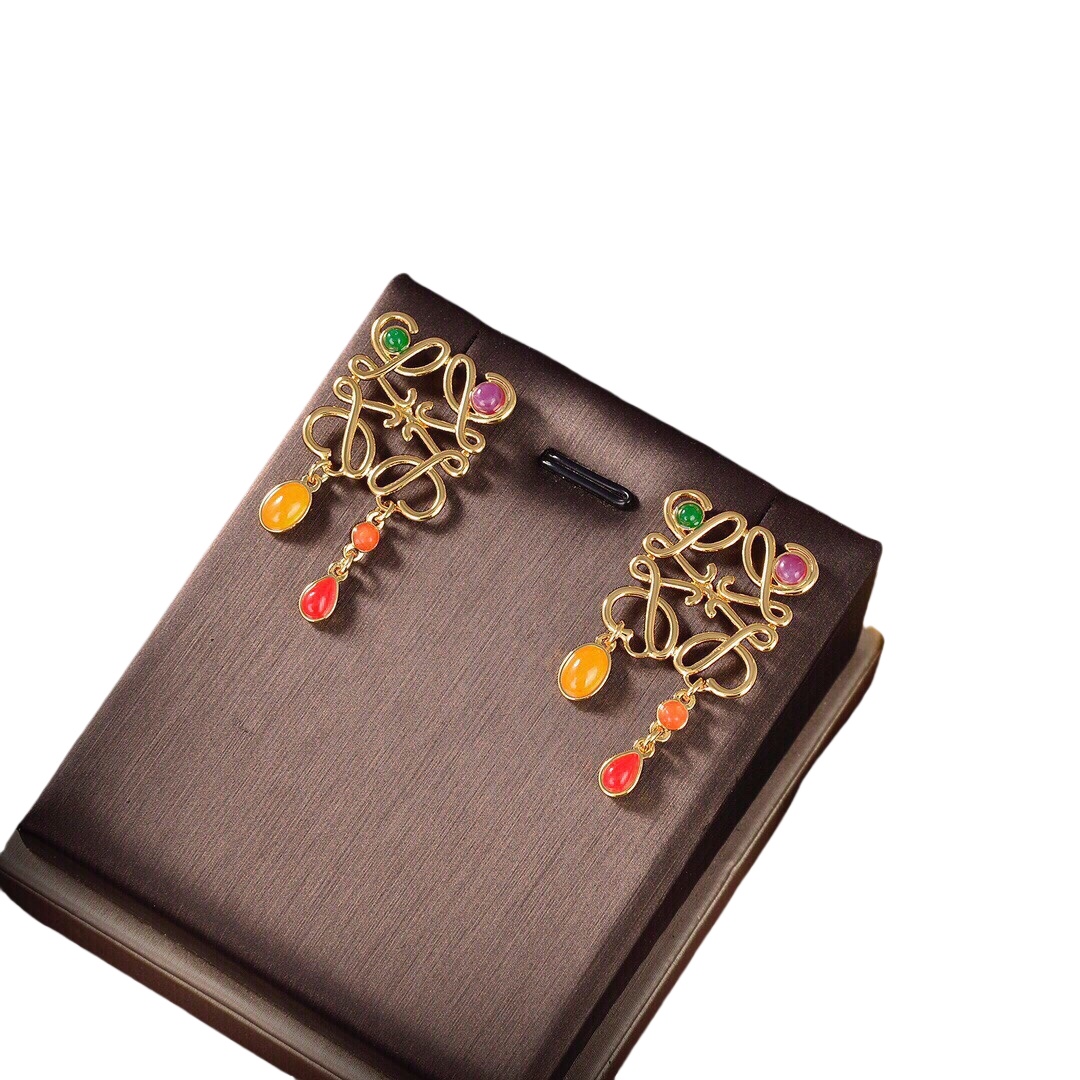 LWE036 LOEWI Anagram LOGO earring with resin - ccjewelryacc