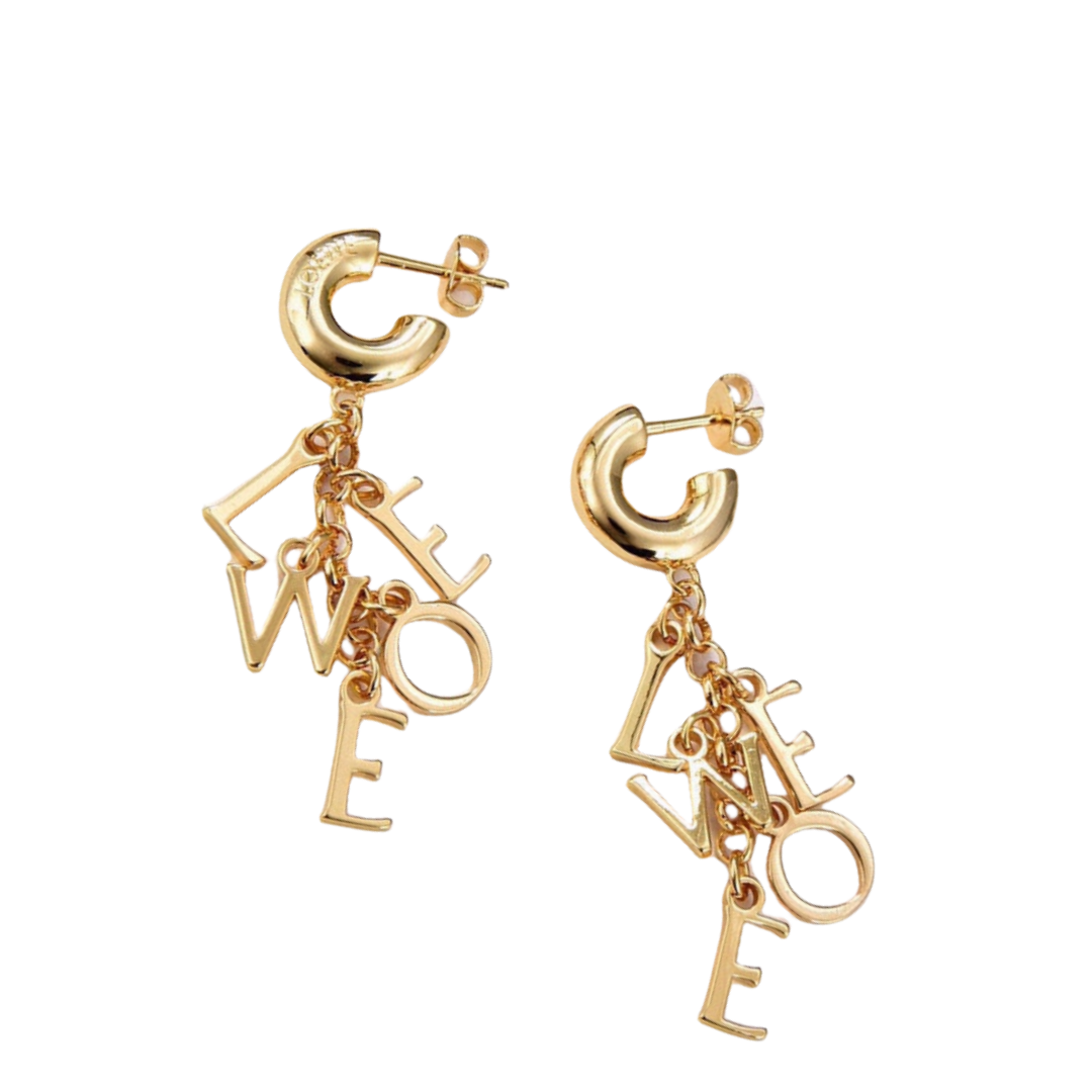 LWE049 Loewi Anagram letters charm gold plated drop earring - ccjewelryacc