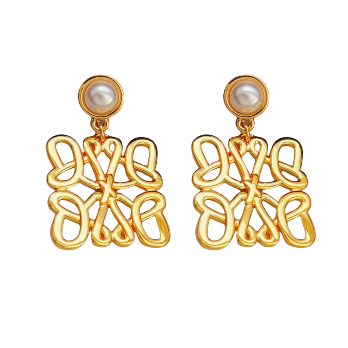 LWE027 LOEWI Anagram LOGO Drop earring in metal gold plated - ccfashionjewelry