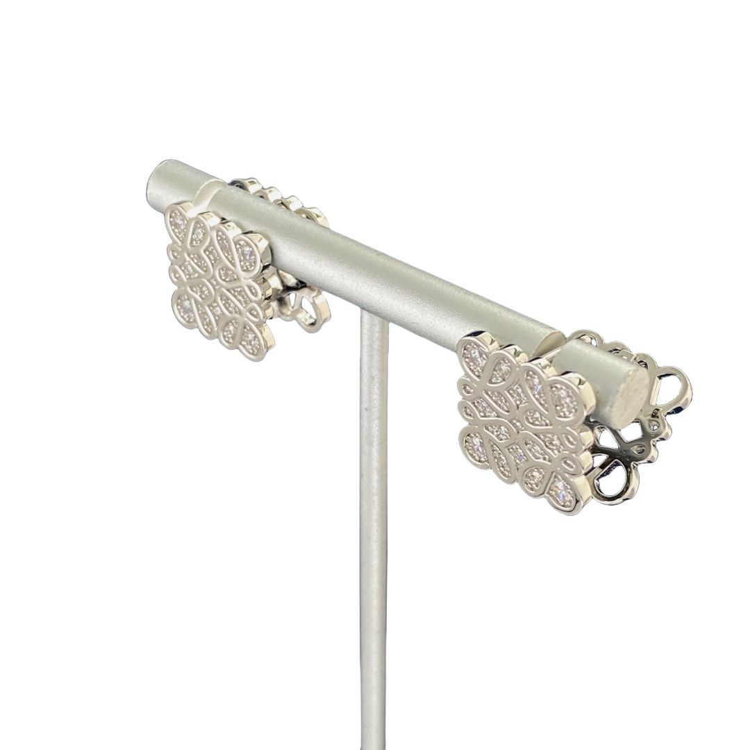 LWE015 Loewi Anagram earring clip in metal and crystal - ccjewelryacc