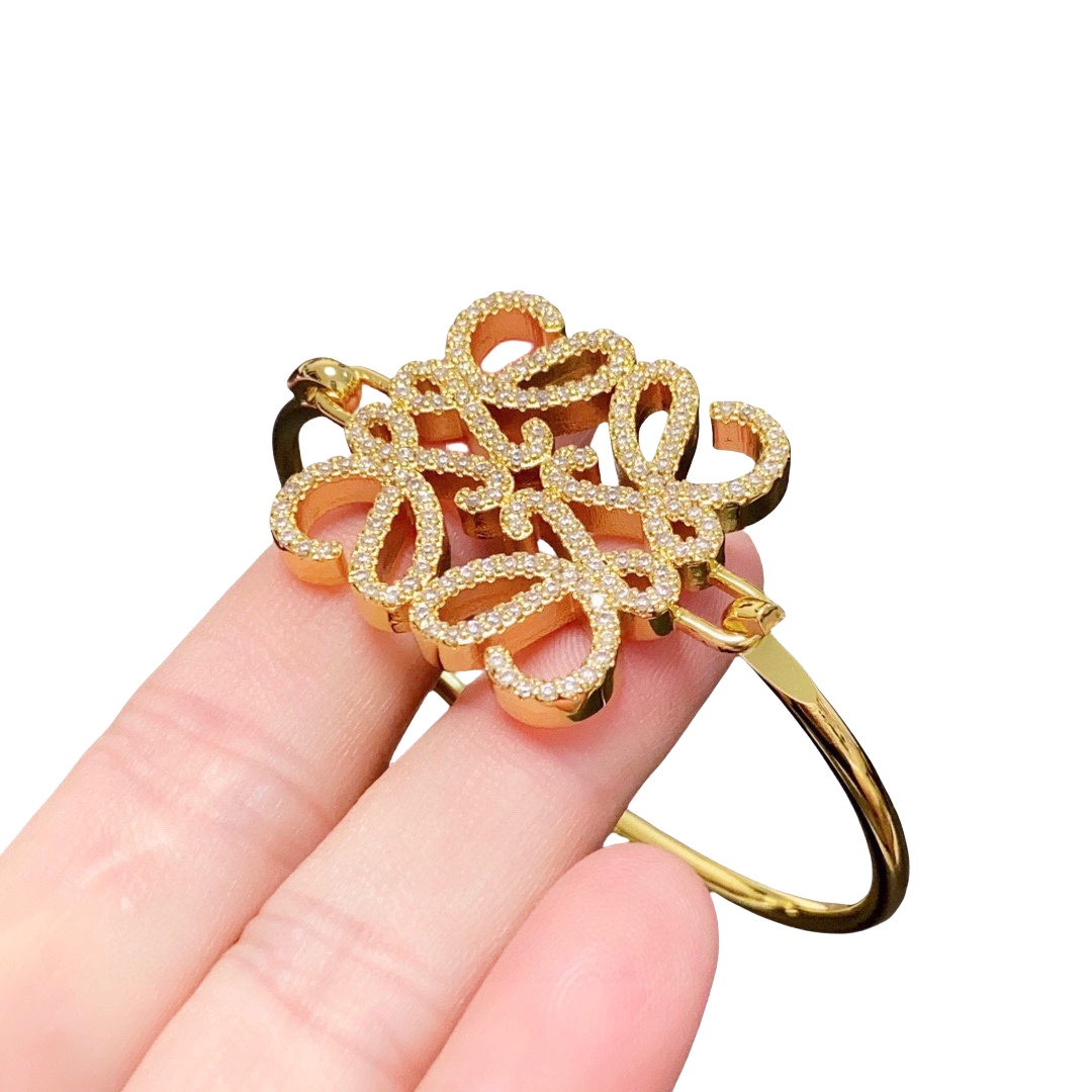 LWS001 Pave Anagram open bracelet in Metal and crystal - ccjewelryacc