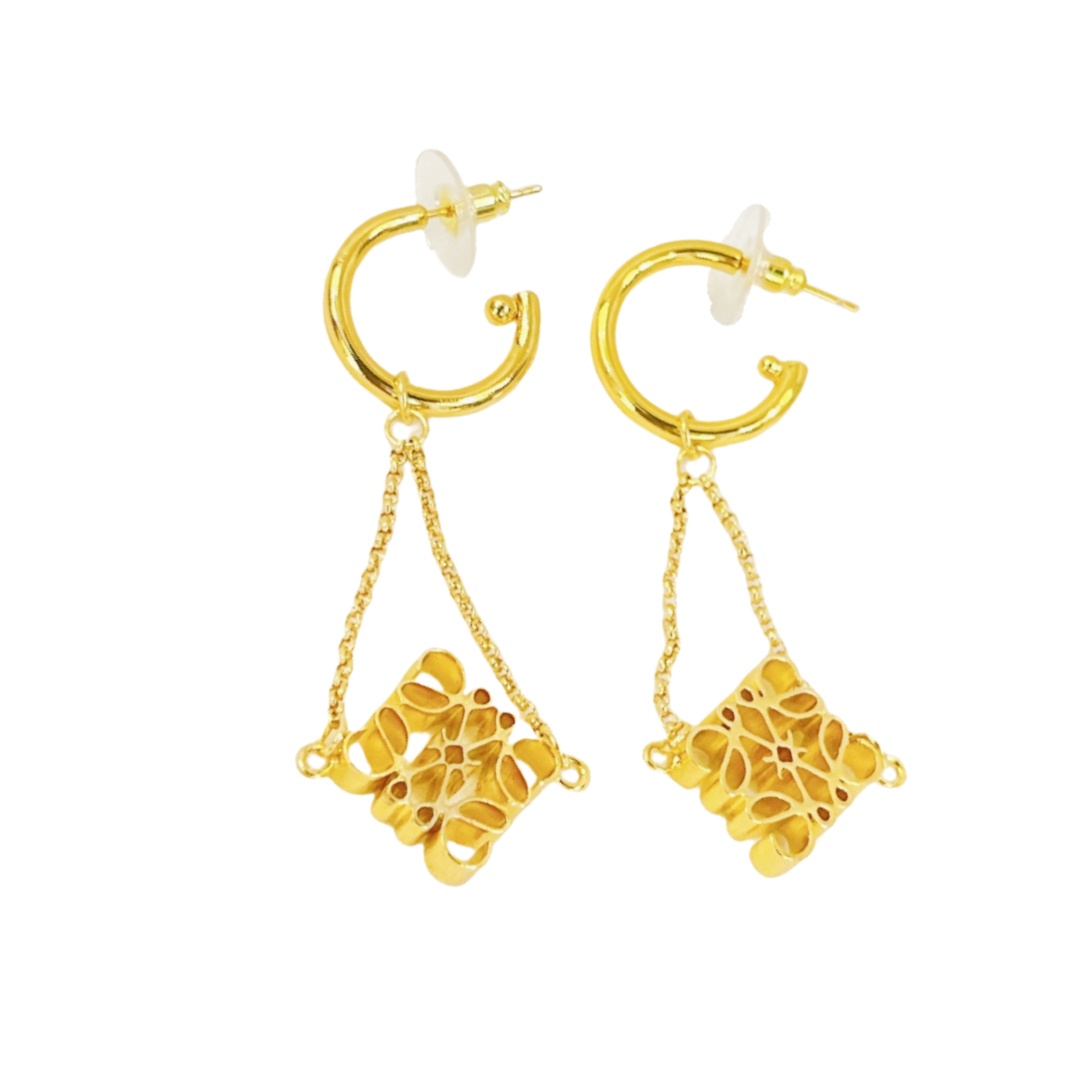 LWE031 LOEWI Anagram gold-plated Drop earrings - ccjewelryacc