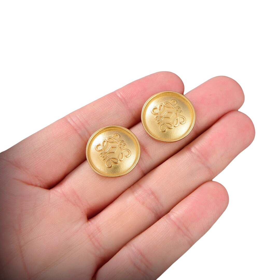 LWE026 LOEWI Anagram gold-plated stud earrings - ccjewelryacc