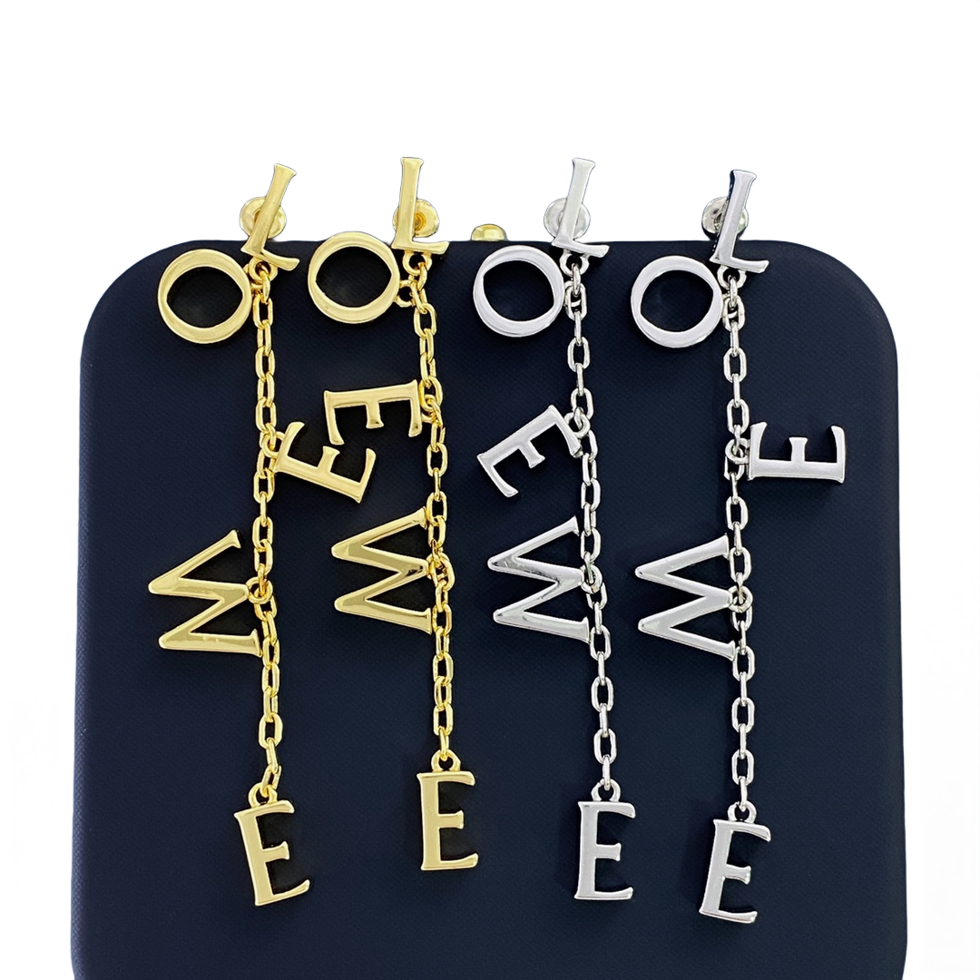 LWE016 Loewee letter-charms plated drop earrings - ccjewelryacc