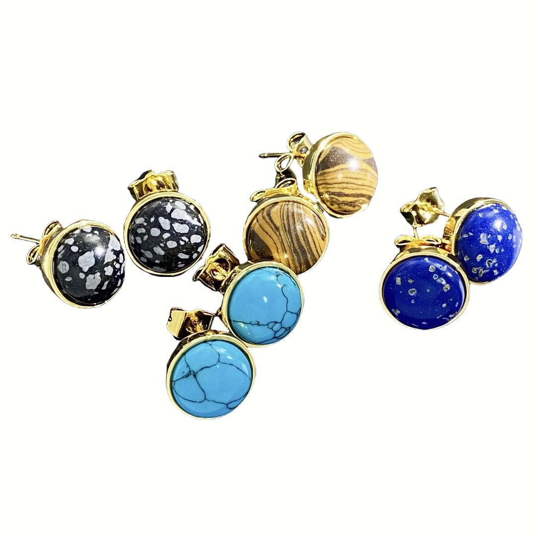 LWE032 Loewi round gemstone stud earring - ccjewelryacc