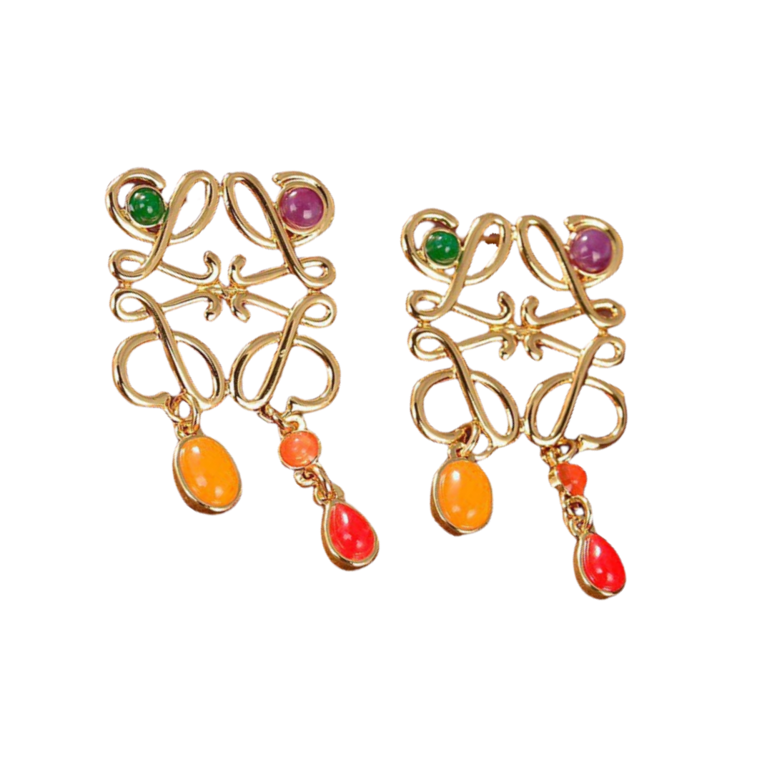 LWE036 LOEWI Anagram LOGO earring with resin - ccjewelryacc