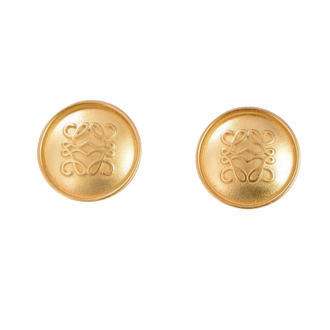 LWE026 LOEWI Anagram gold-plated stud earrings - ccjewelryacc