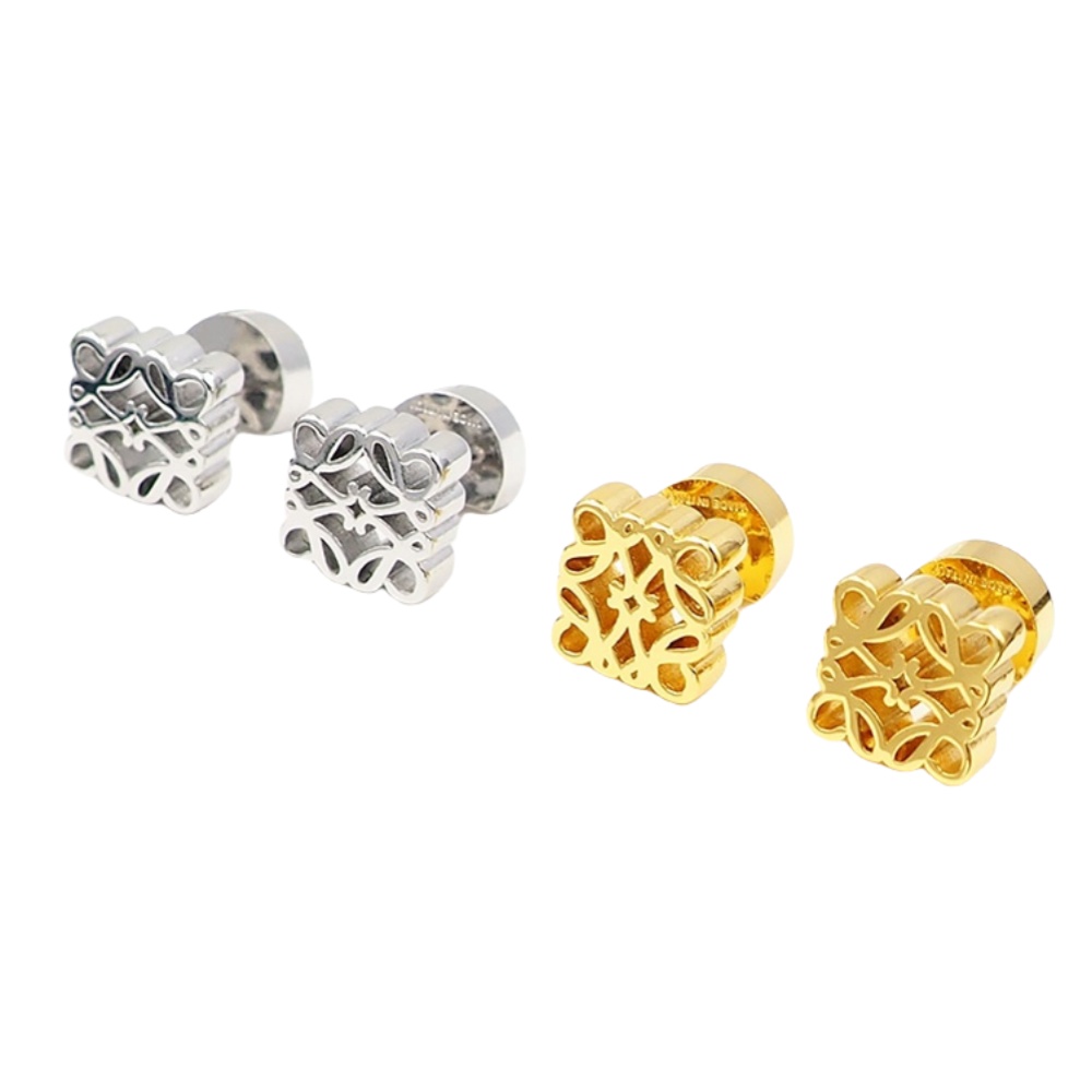 LWE021 LOEWI Anagram LOGO stud earring in metal gold plated - ccjewelryacc