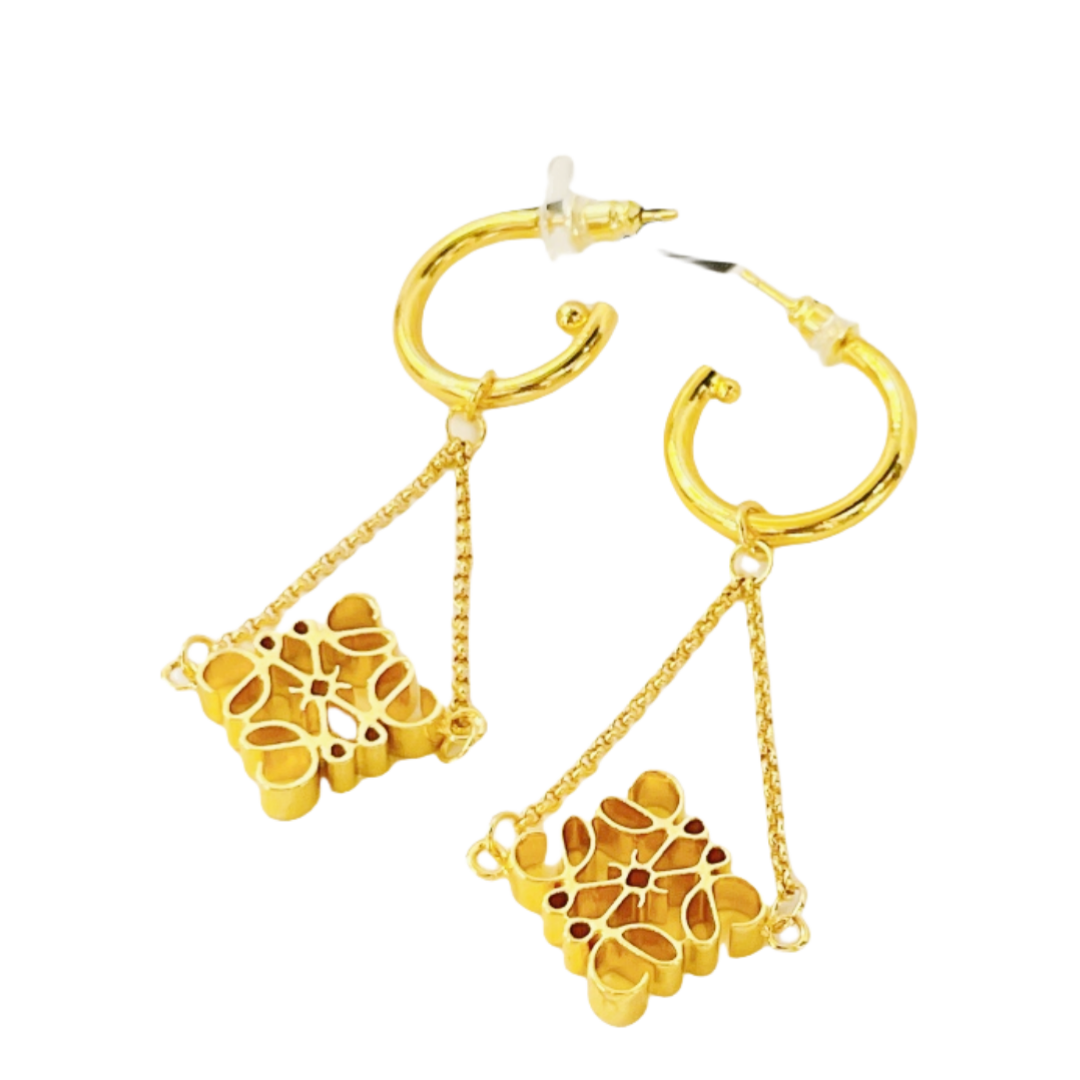 LWE031 LOEWI Anagram gold-plated Drop earrings - ccjewelryacc