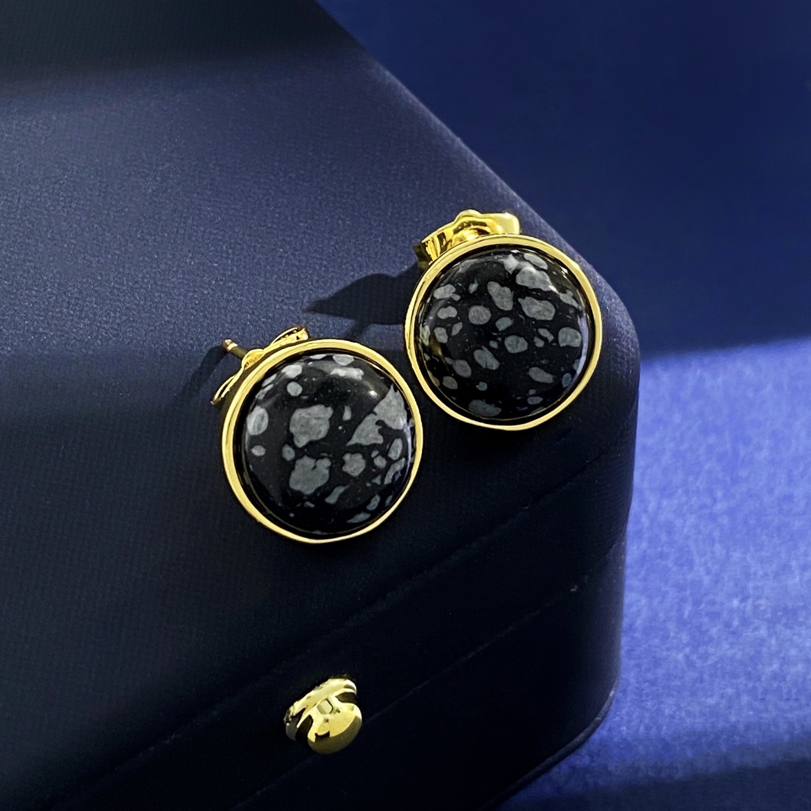 LWE032 Loewi round gemstone stud earring - ccjewelryacc