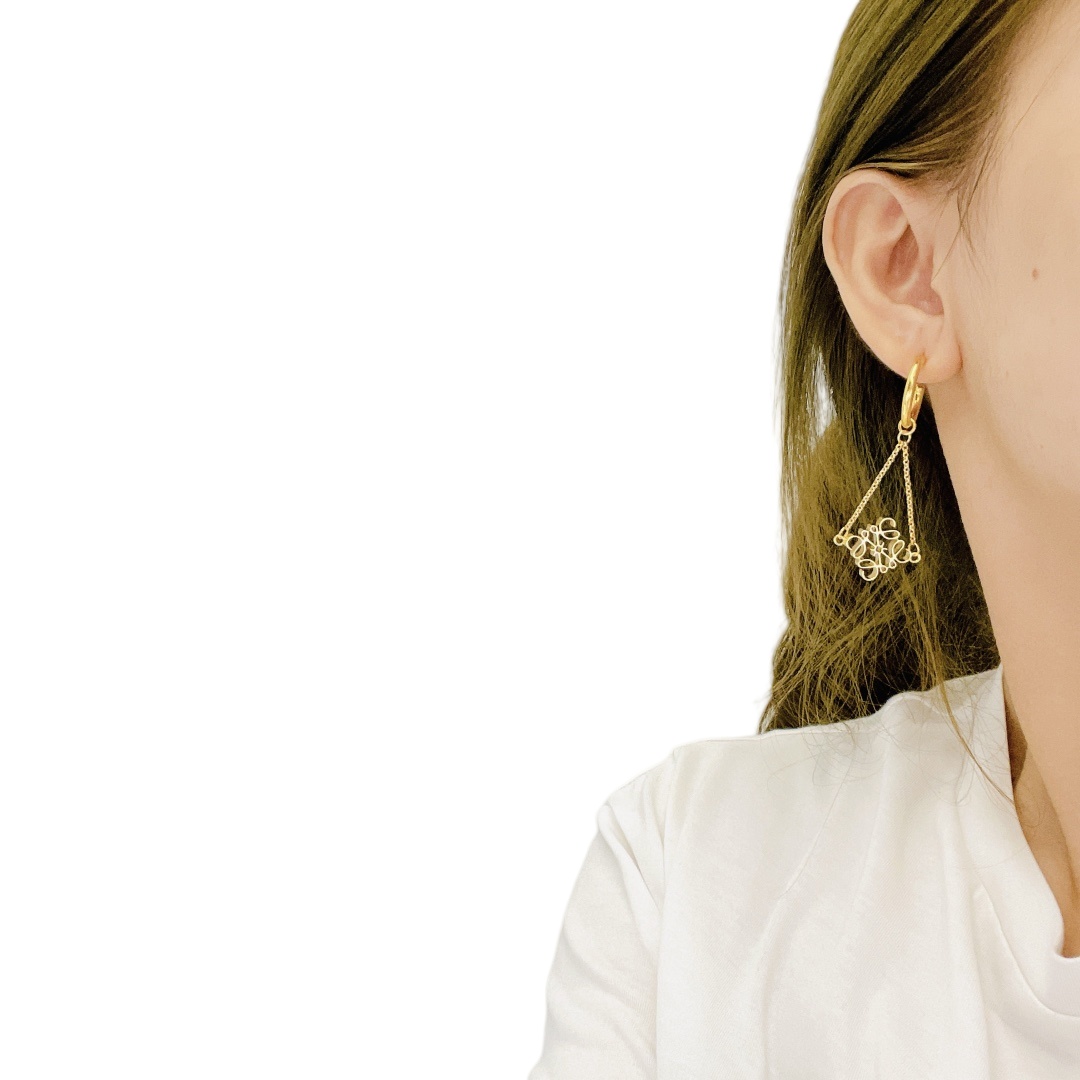 LWE031 LOEWI Anagram gold-plated Drop earrings - ccjewelryacc