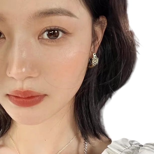 LWE024 LOEWI Vintage Anagram hook earrings with crystal - ccjewelryacc