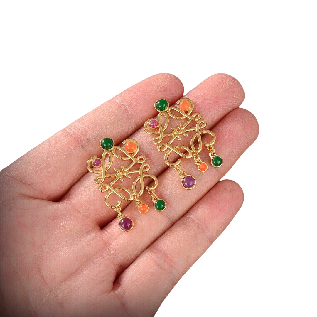 LWE036 LOEWI Anagram LOGO earring with resin - ccjewelryacc