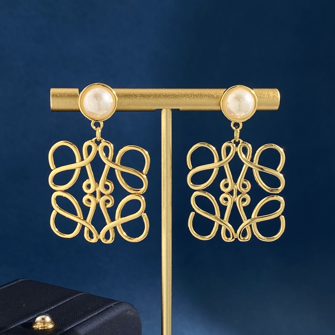 LWE009 Loewi Anagram drop earring in metal - ccjewelryacc