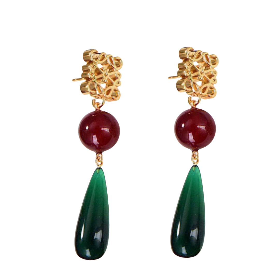 LWE053 Loewi Anagram onyx stone drop earring - ccjewelryacc