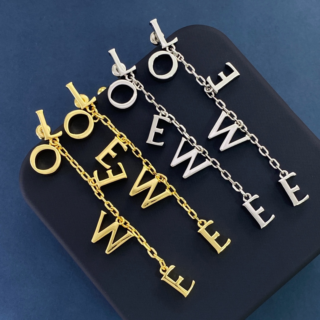 LWE016 Loewee letter-charms plated drop earrings - ccjewelryacc