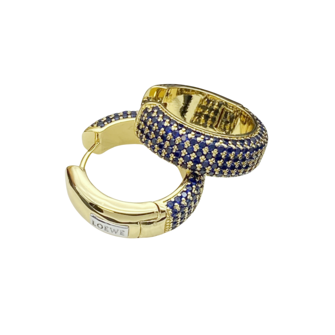 LWE030 Loewi blue crystal hook earring - ccjewelryacc