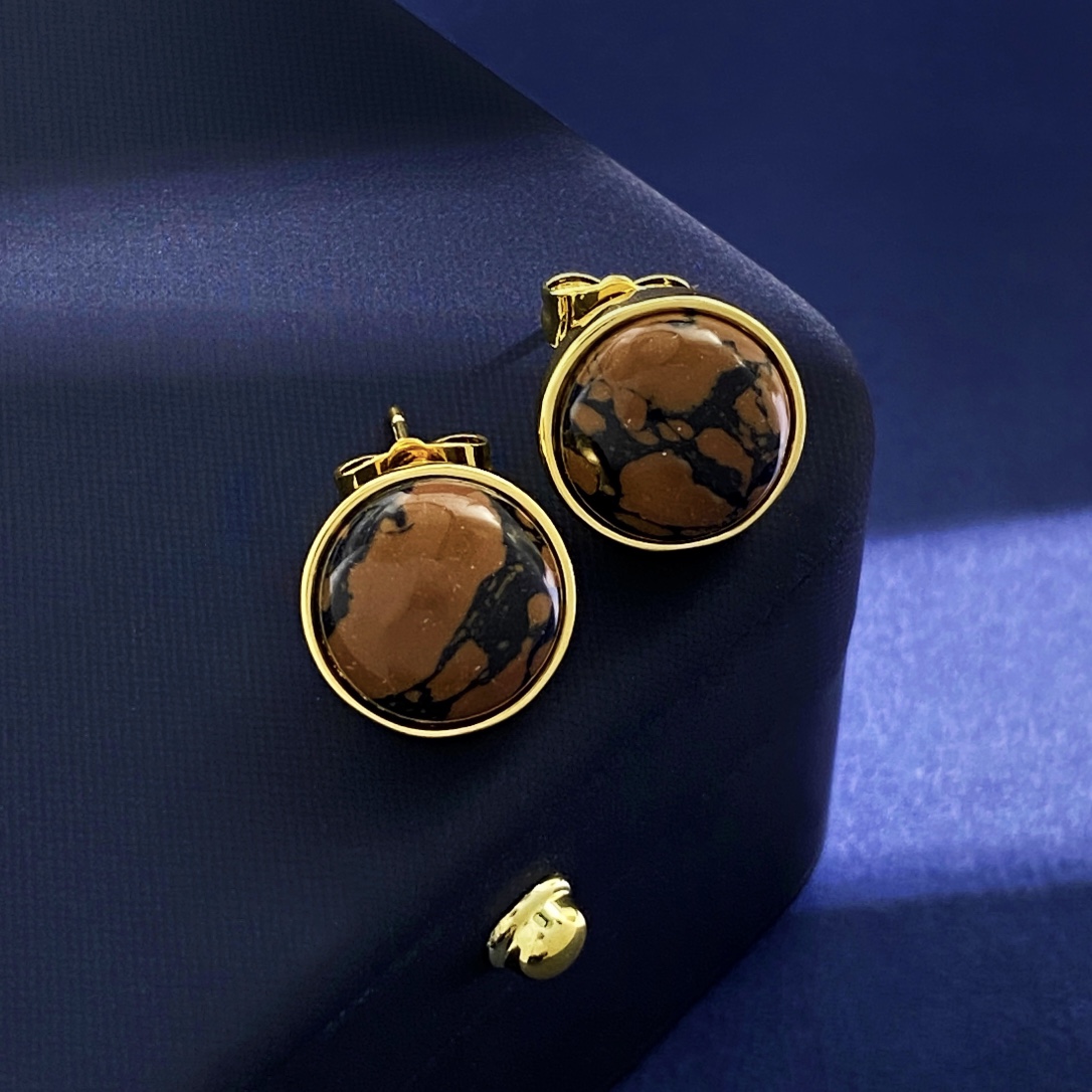 LWE032 Loewi round gemstone stud earring - ccjewelryacc