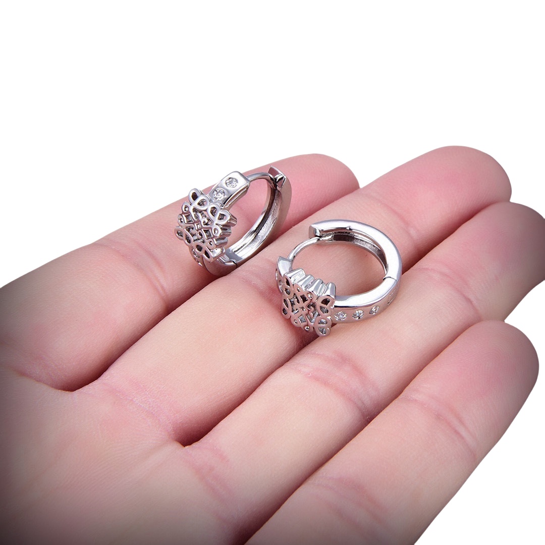 LWE024 LOEWI Vintage Anagram hook earrings with crystal - ccfashionjewelry
