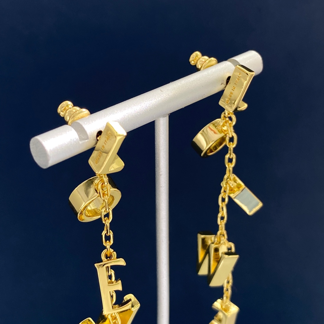 LWE016 Loewee letter-charms plated drop earrings - ccjewelryacc