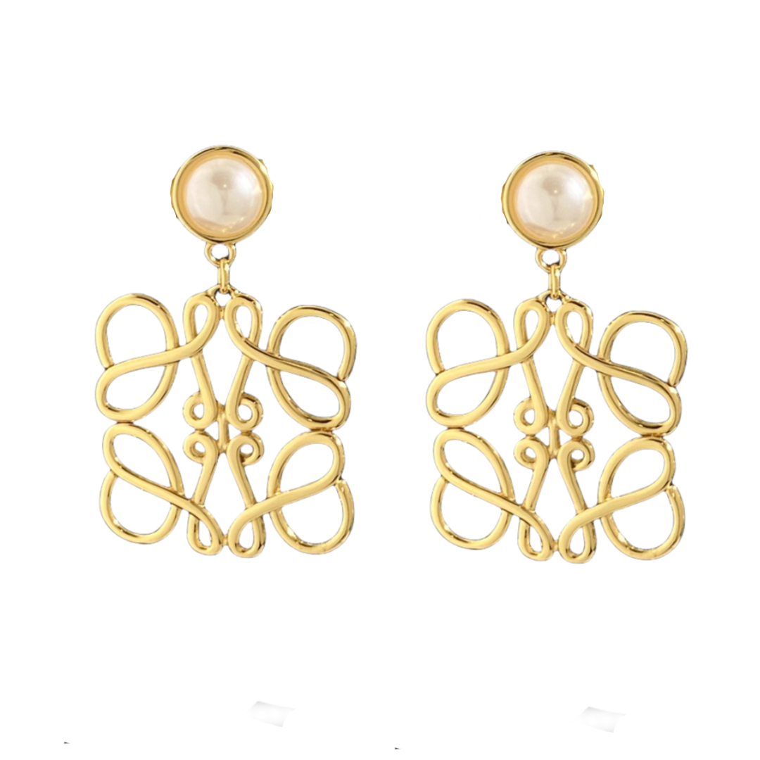 LWE009 Loewi Anagram drop earring in metal - ccjewelryacc