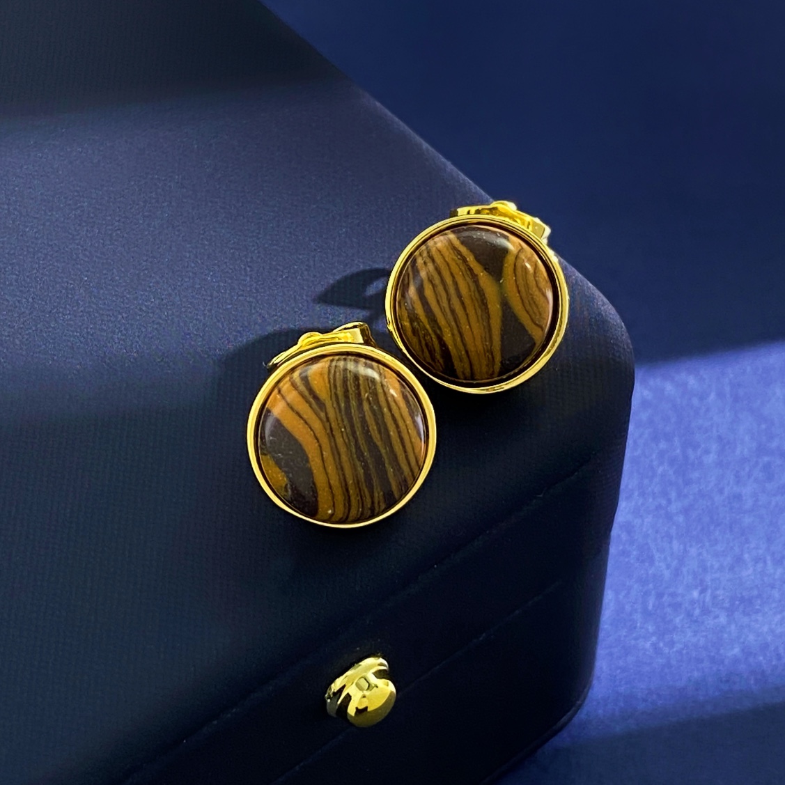 LWE032 Loewi round gemstone stud earring - ccjewelryacc