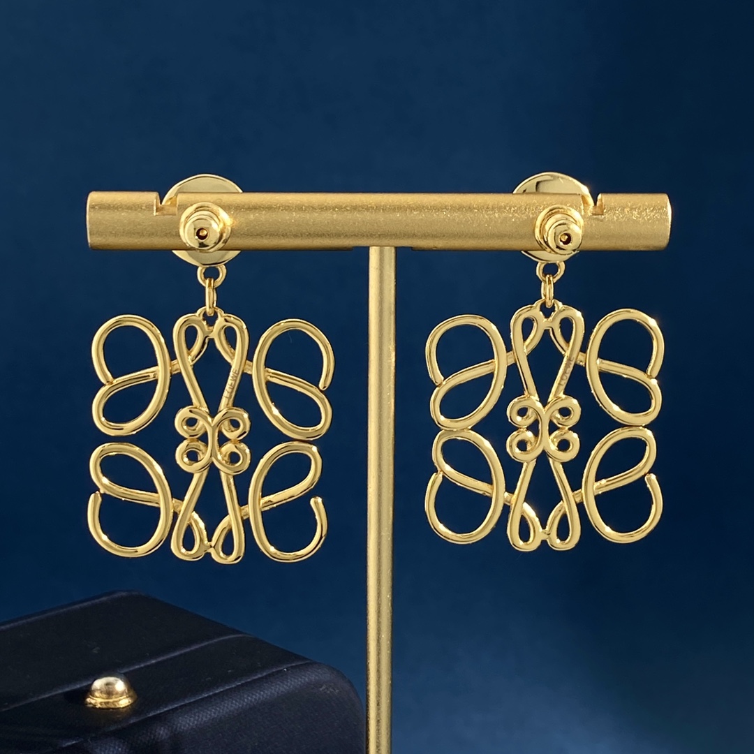 LWE009 Loewi Anagram drop earring in metal - ccjewelryacc