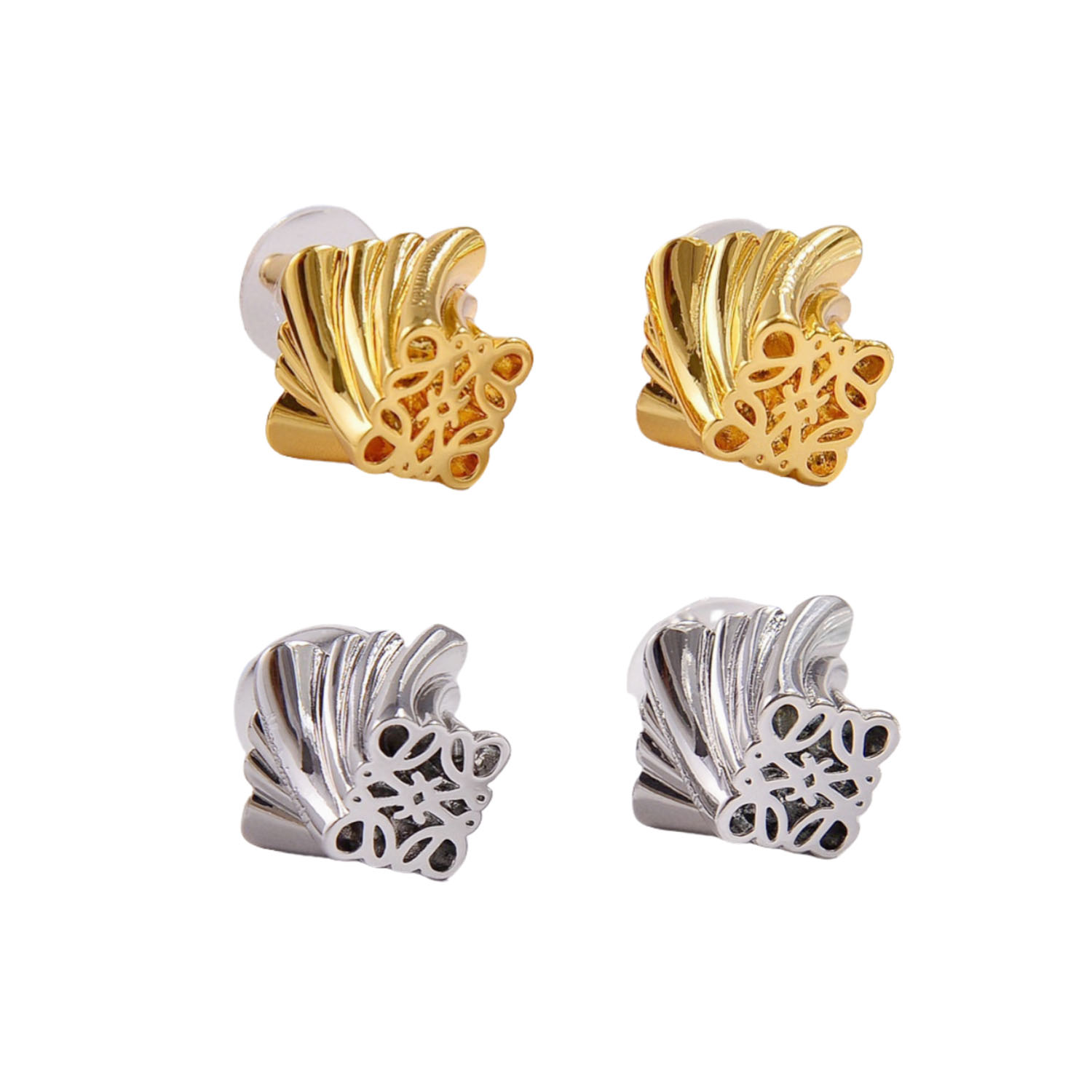 LWE014 Loewi Anagram Logo twist stud earrings - ccjewelryacc