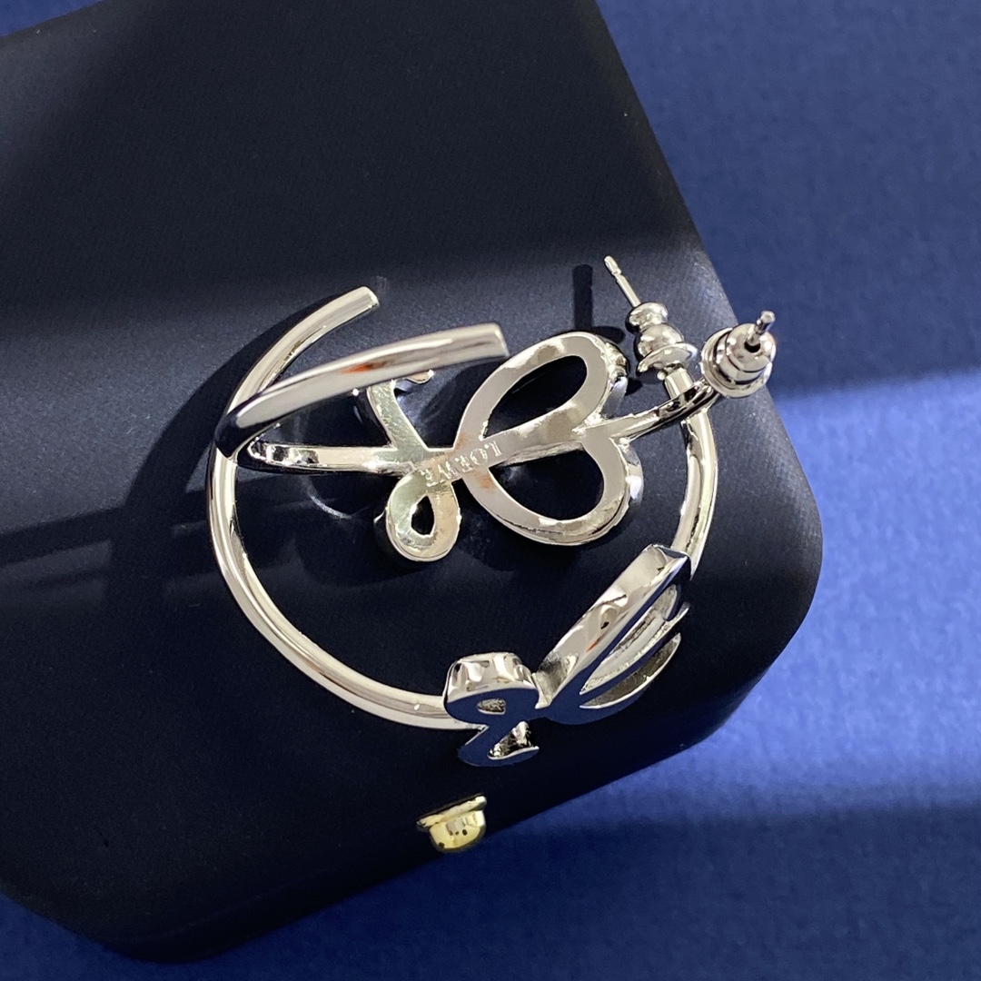 LWE010 Loewi Anagram LOGO L hoop earring in metal - ccjewelryacc