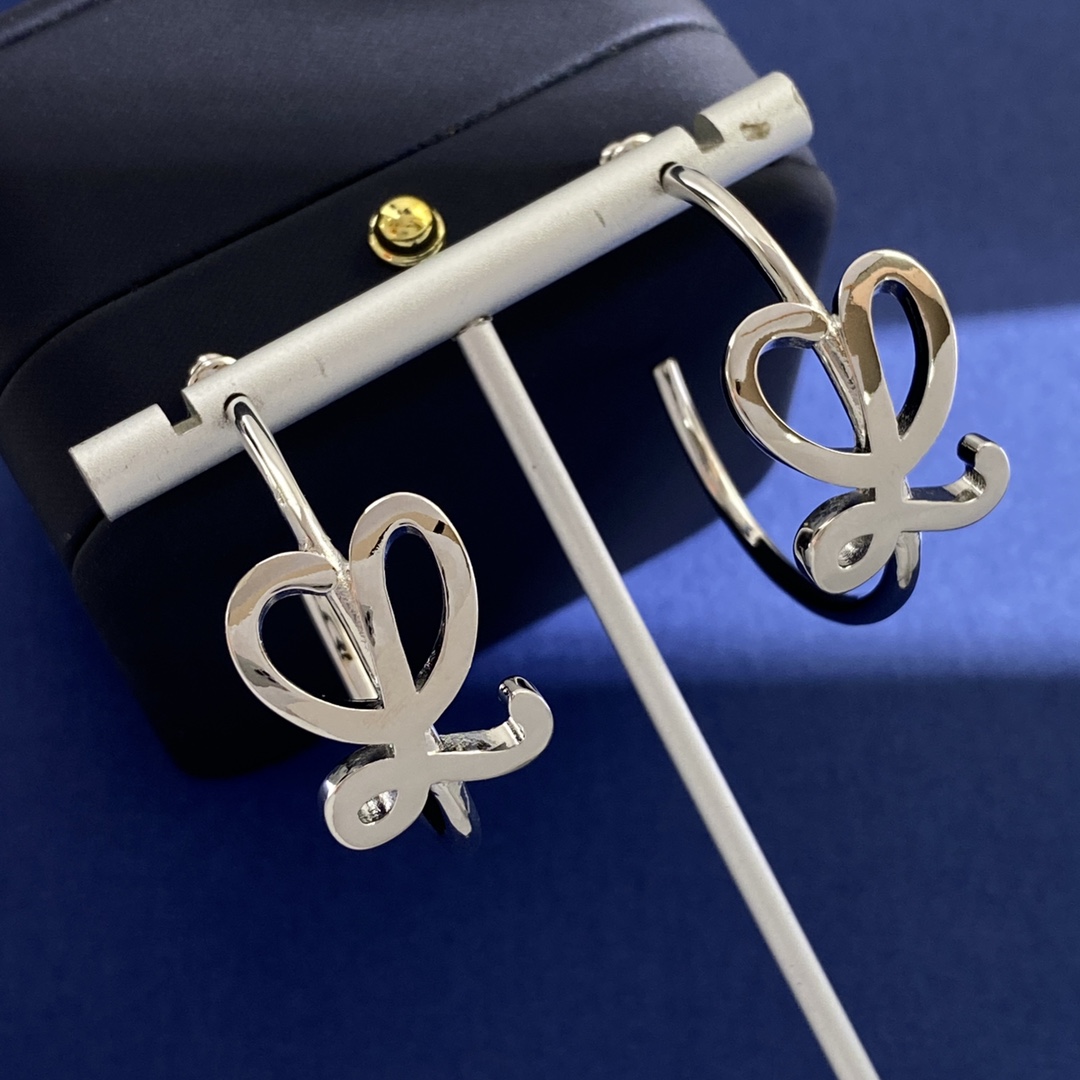 LWE010 Loewi Anagram LOGO L hoop earring in metal - ccjewelryacc