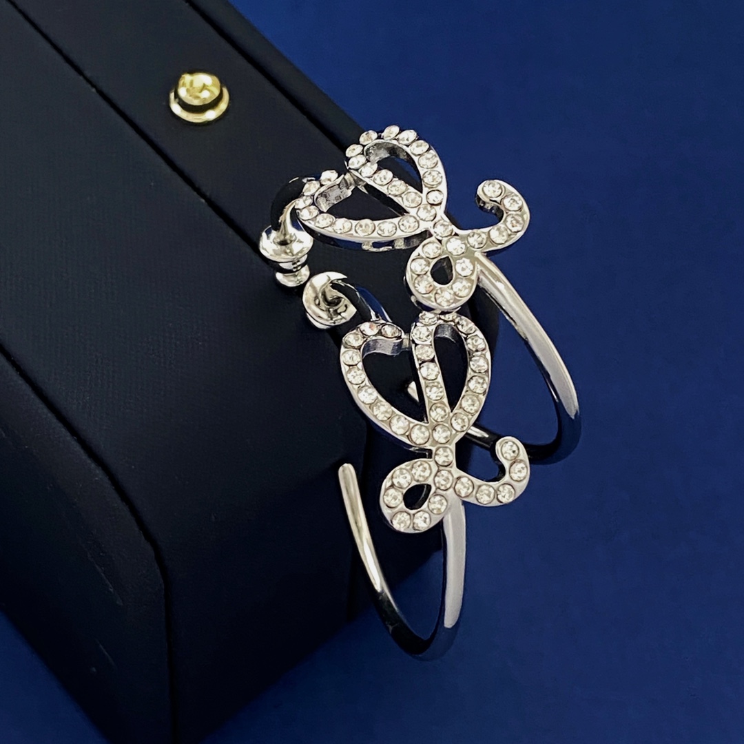 LWE033 LOEWI Anagram L logo with crystal hook earrings - ccjewelryacc