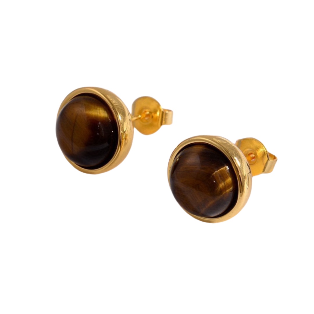 LWE052 Loewi Anagram tiger's eye stone stud earring - ccfashionjewelry