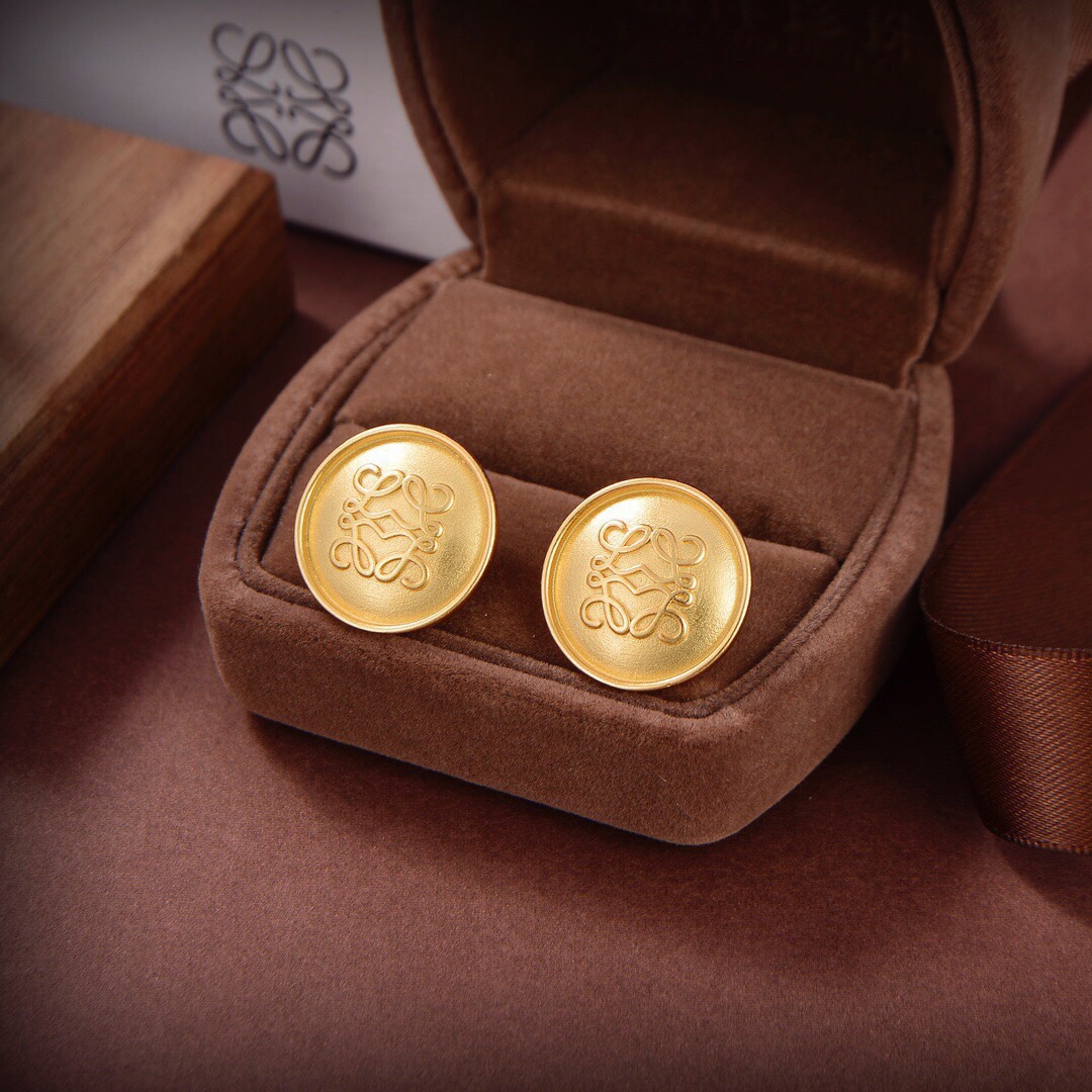 LWE026 LOEWI Anagram gold-plated stud earrings - ccjewelryacc