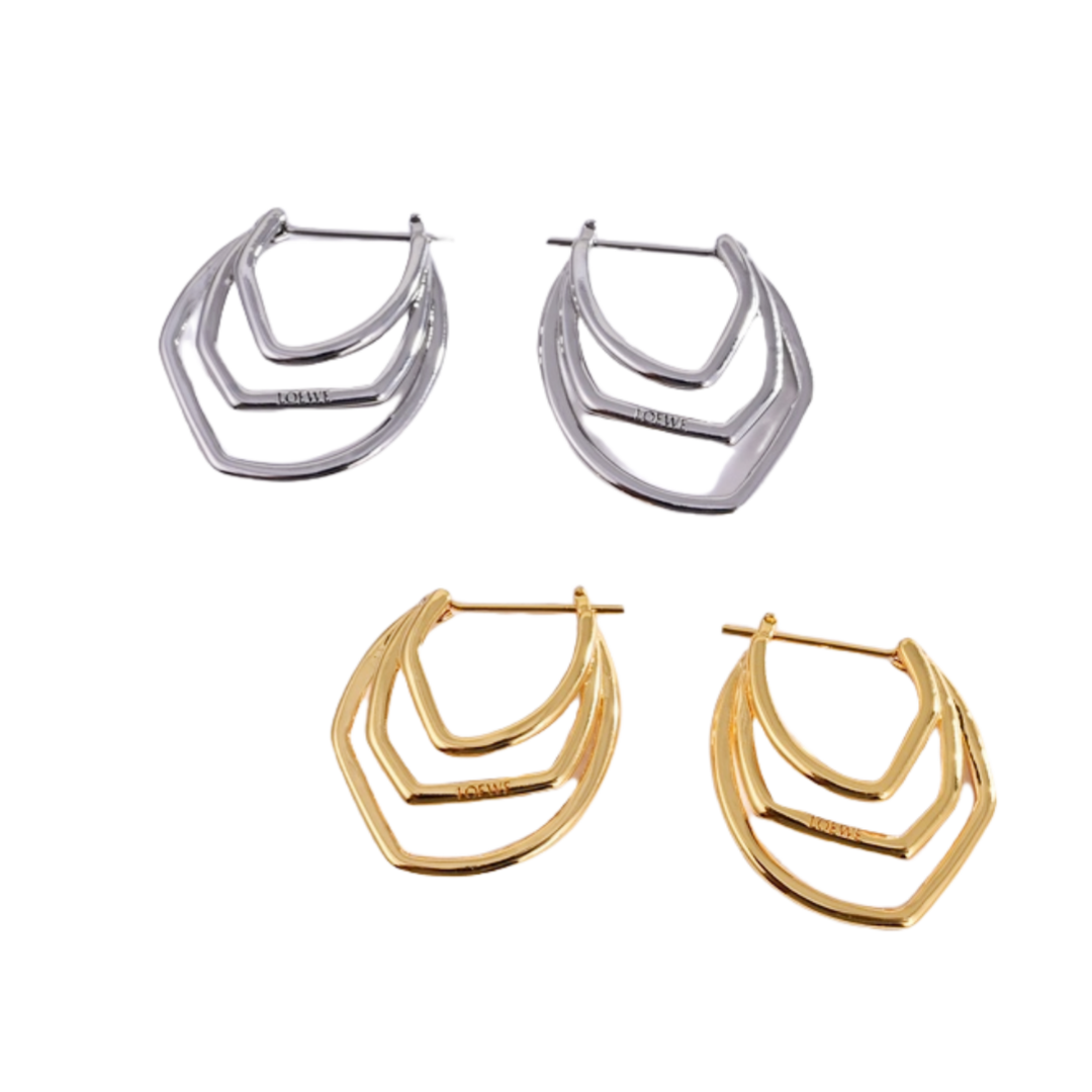 LWE051 Loewi Anagram logo earring gold plated - ccjewelryacc