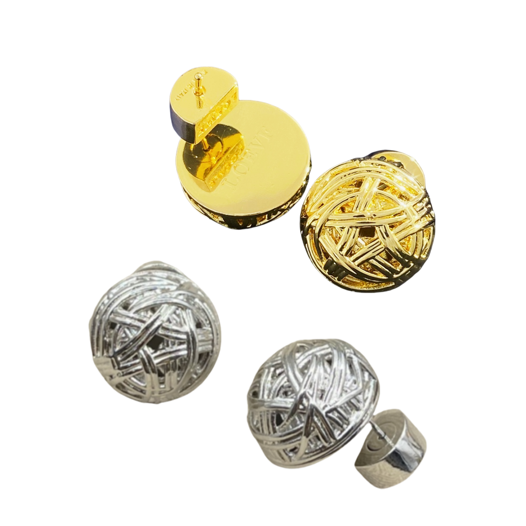 LWE017 Loewi tetherball stud earrings in metal - ccjewelryacc