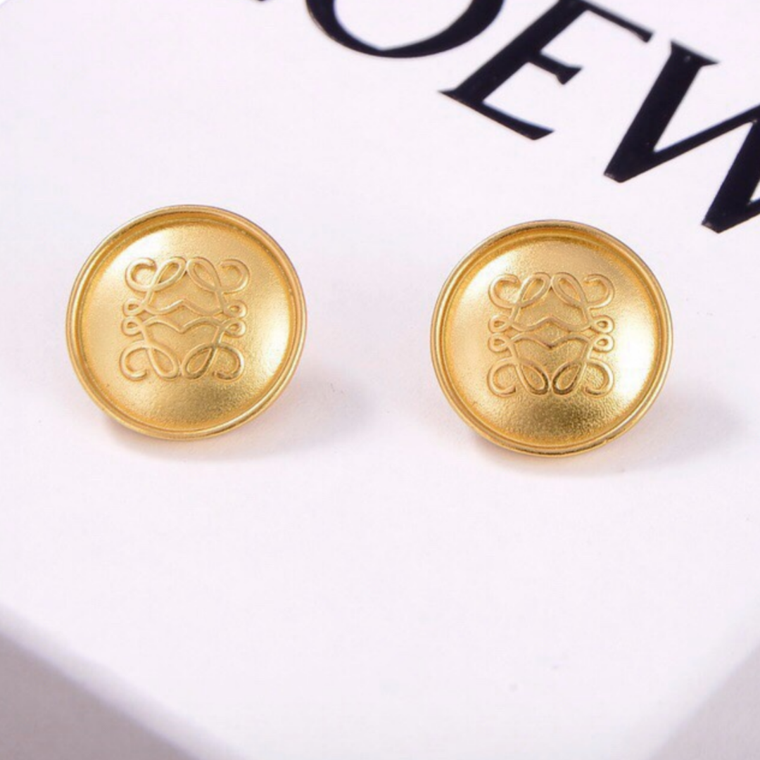 LWE026 LOEWI Anagram gold-plated stud earrings - ccjewelryacc