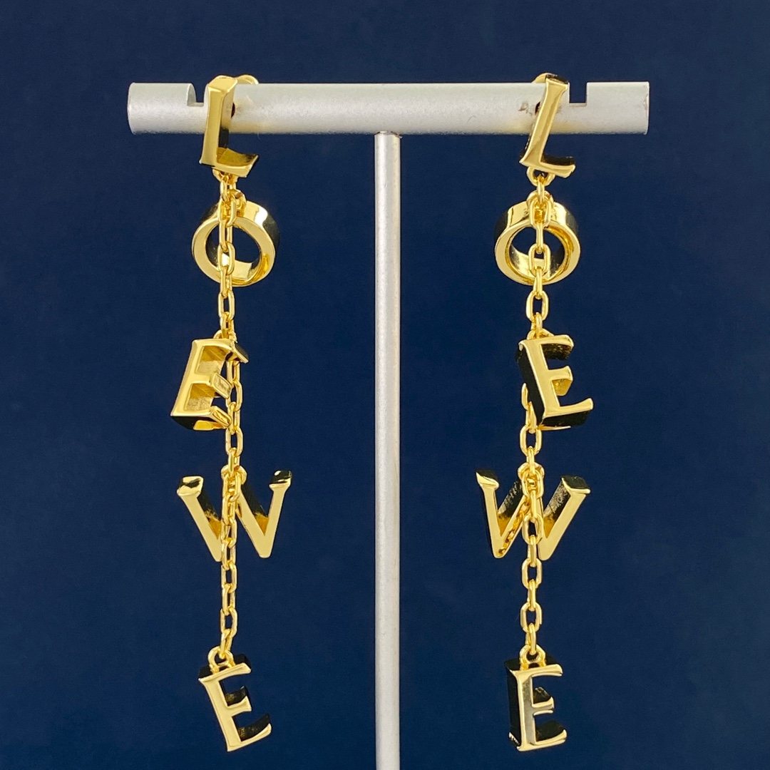 LWE016 Loewee letter-charms plated drop earrings - ccjewelryacc
