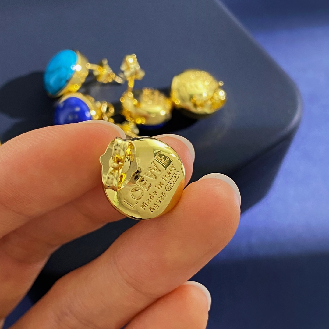 LWE032 Loewi round gemstone stud earring - ccjewelryacc