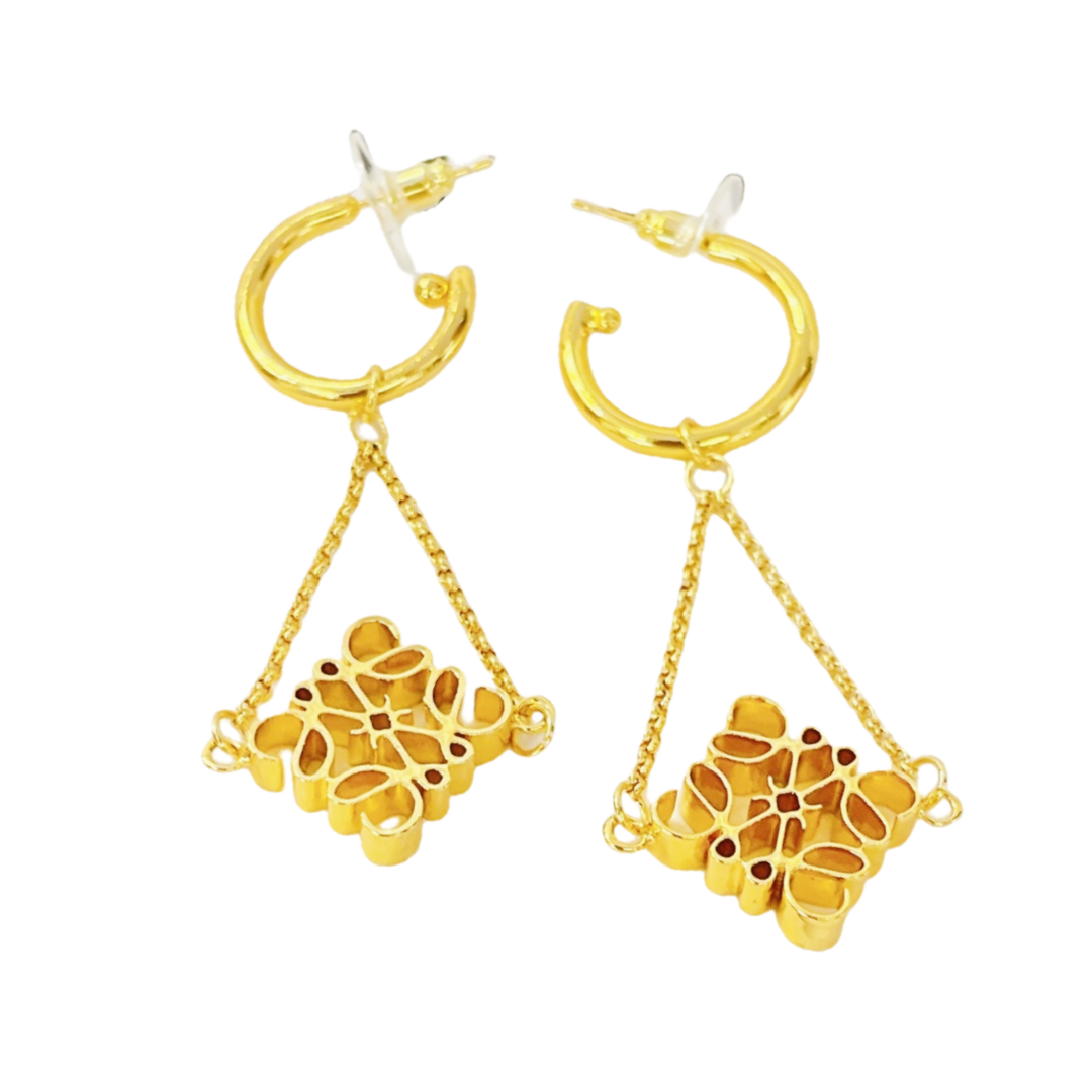 LWE031 LOEWI Anagram gold-plated Drop earrings - ccjewelryacc